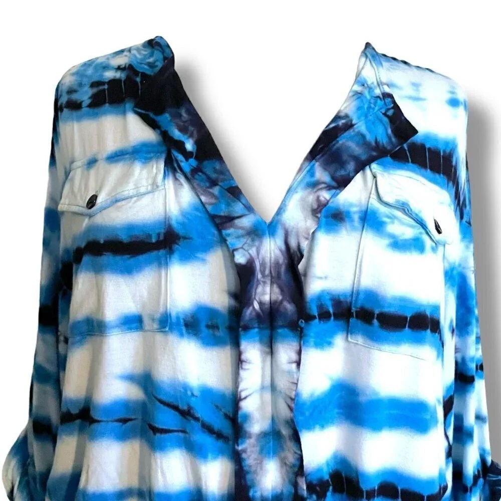Young Fabulous Broke Womens Malik Romper Sz Medium Blue Tie Dye Boho Resortwear